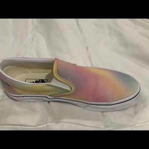 Vans slip on rainbow tie dye shoes
